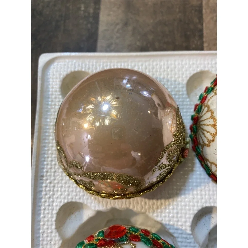 Vintage Victoria Collection Glass‎ Christmas Ornaments - Set of 3 - HEAVY WEAR